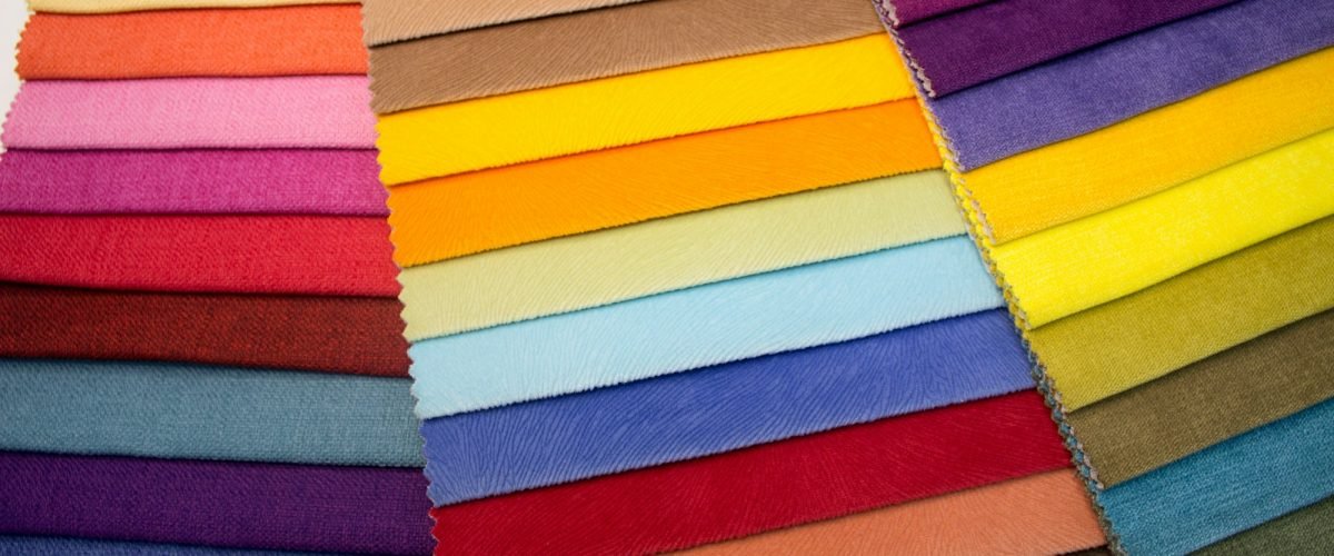 Multicoloured fabric samples