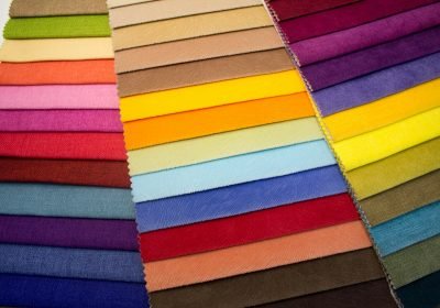 Multicoloured fabric samples